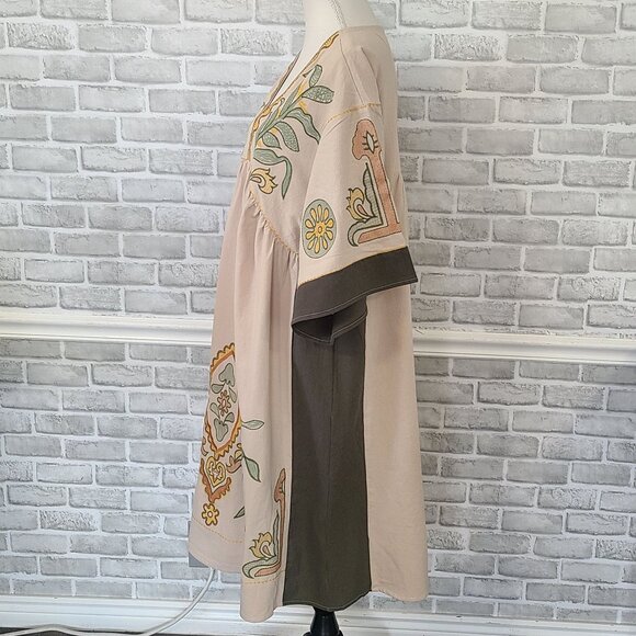 Oversized Embroidered Harvest Autumn Midi Dress NEW Sunflower Corn Fall Boho S - Picture 5 of 10